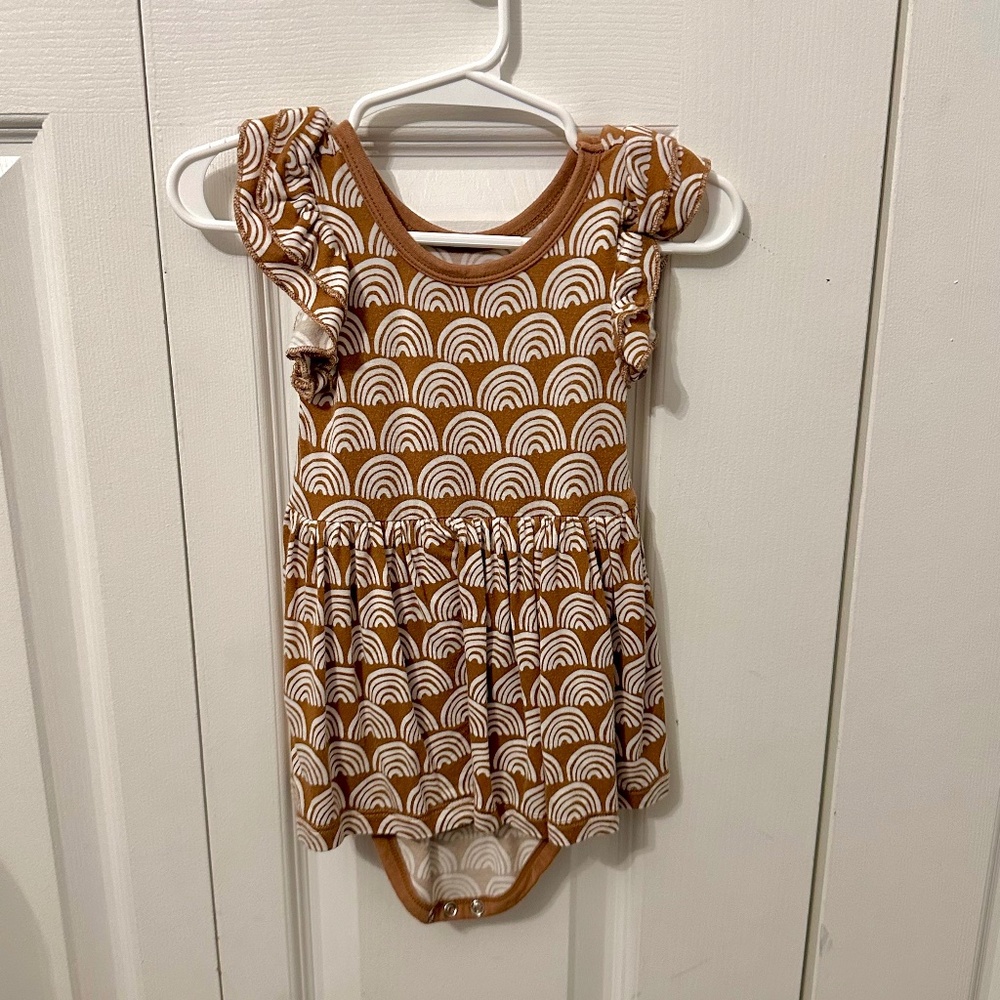 Little Sleepies Rust Rainbows 6-12m dress
